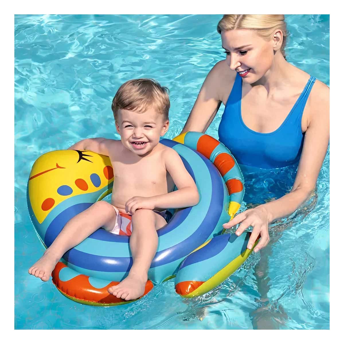 COMODO PEZ INFLABLE AZUL PARA PISCINA PLAYA HOGAR FAMILIAR - 1