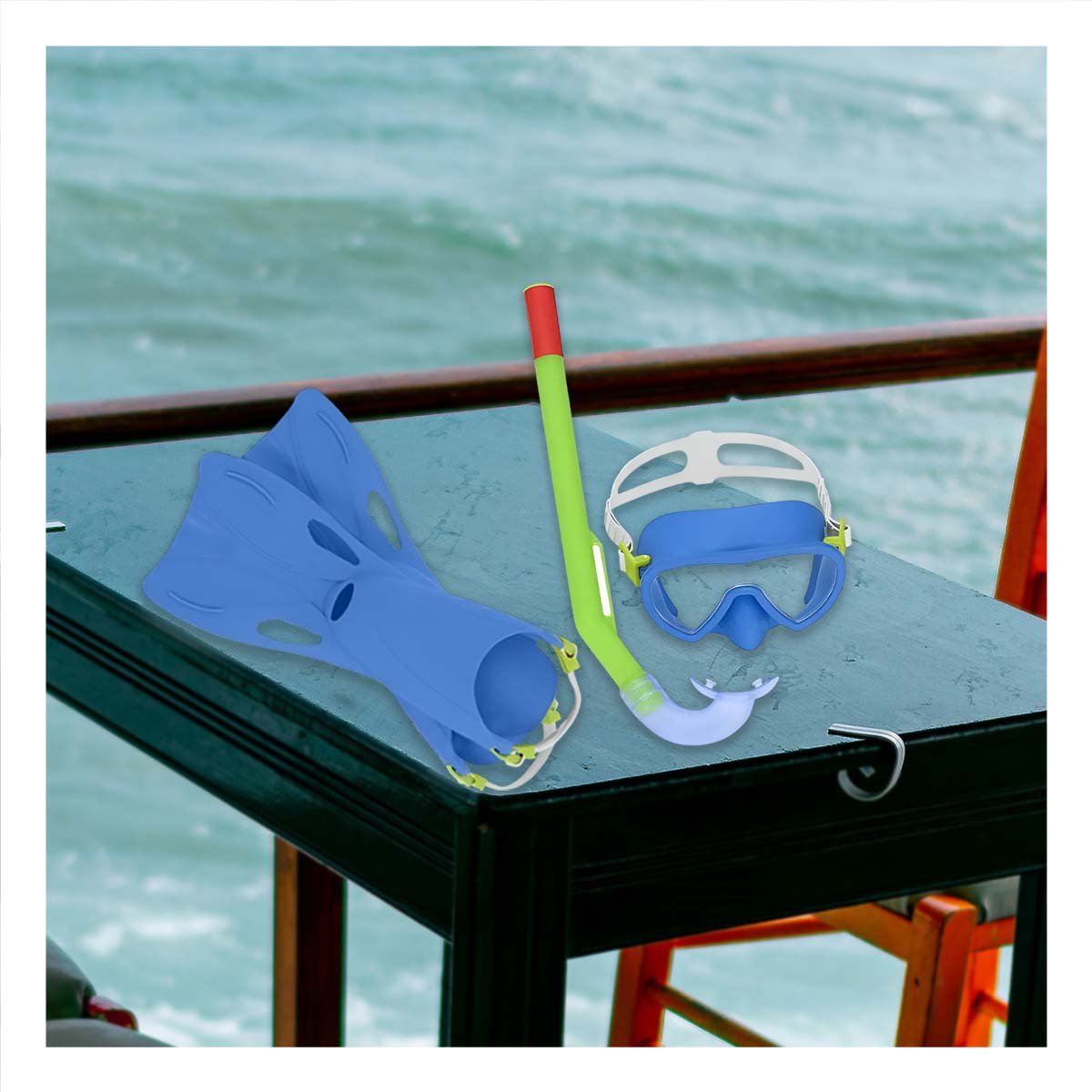 PACK4 KIT DE BUCEO CON LENTES SNORKEL Y ALETAS COMODAS Y+PAPEL REGALO - 5