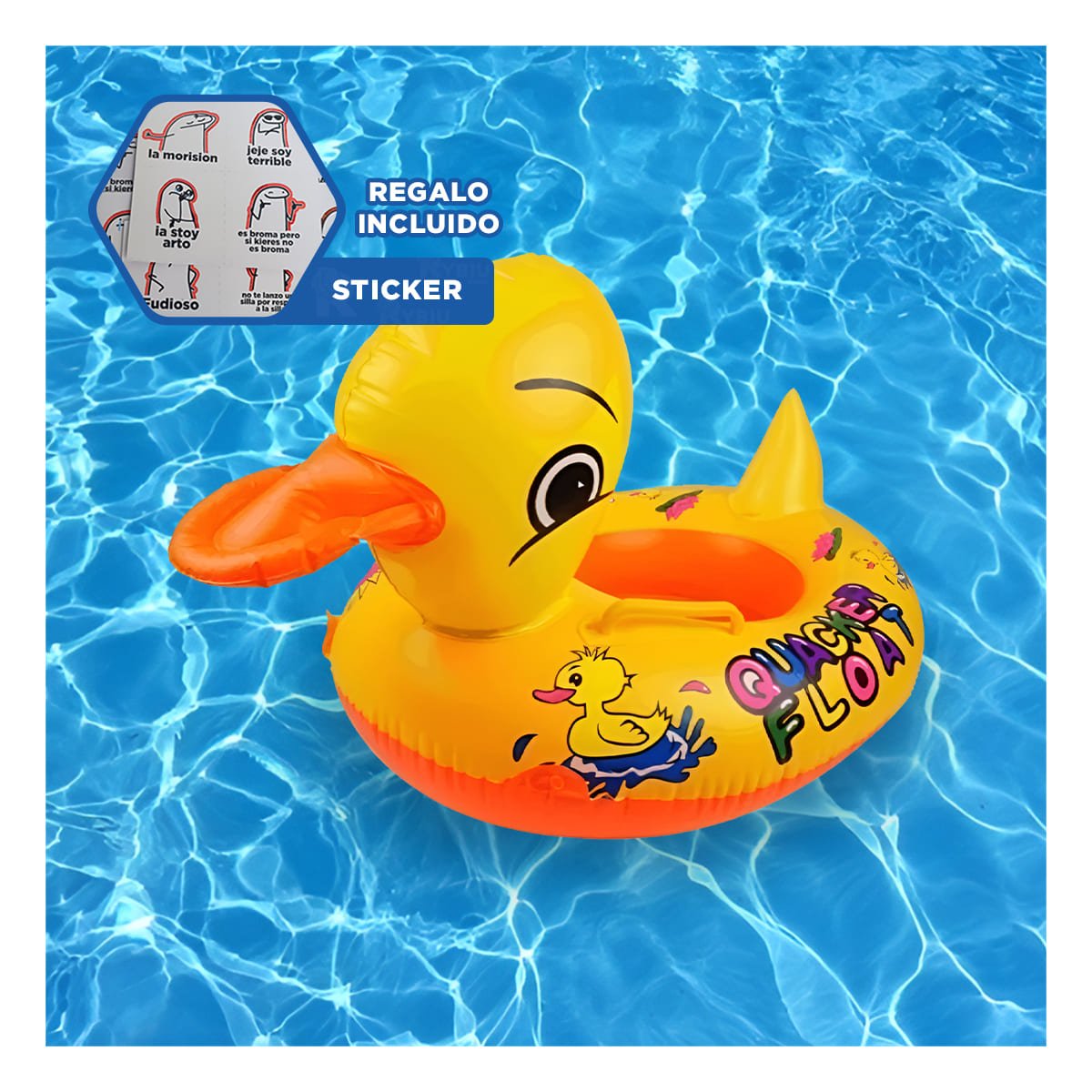 VERANO PATO INFLABLE CON ASAS FIRMES PARA PISCINA HOGAR ESTILO ALEGRE AMARILLO Y+REGALO STICKER - 1