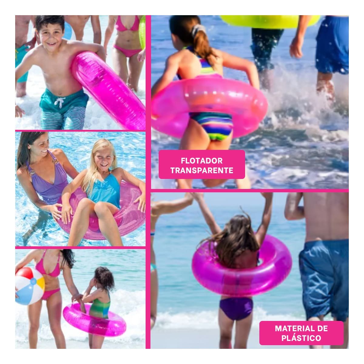 PACK12 ACCESORIO VERANO TRANSPARENTE ROSADO FLOTANTE INFLABLE HOGAR CASA Y+PAPEL REGALO - 2
