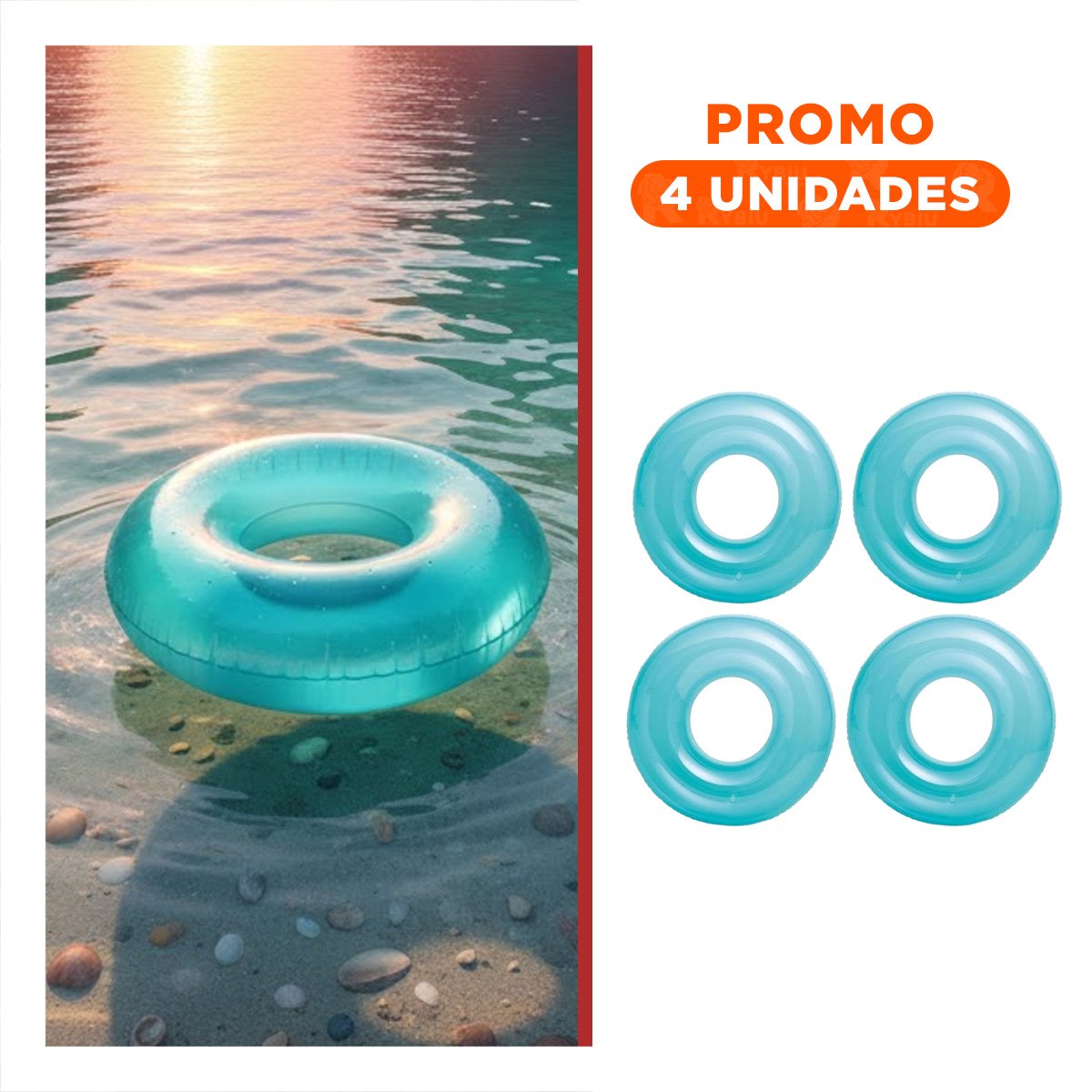 PACK4 ACUATICO TRANSPARENTE COLOR CELESTE USO PLAYA Y+REGALO STICKER - 1