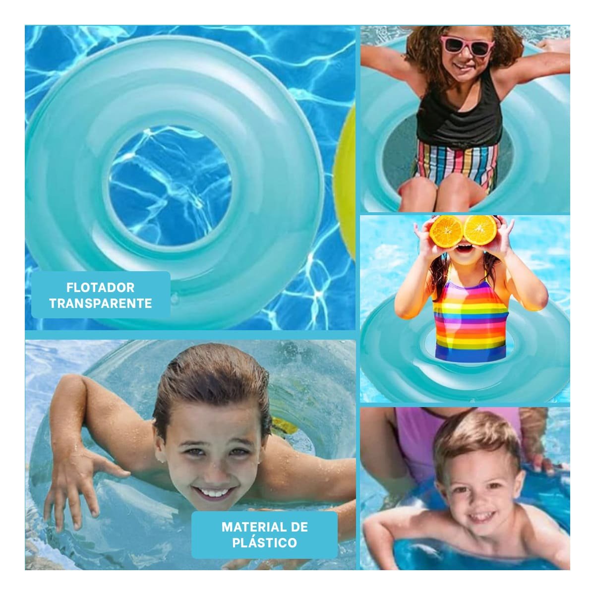 PACK4 ACUATICO TRANSPARENTE COLOR CELESTE USO PLAYA Y+REGALO STICKER - 2