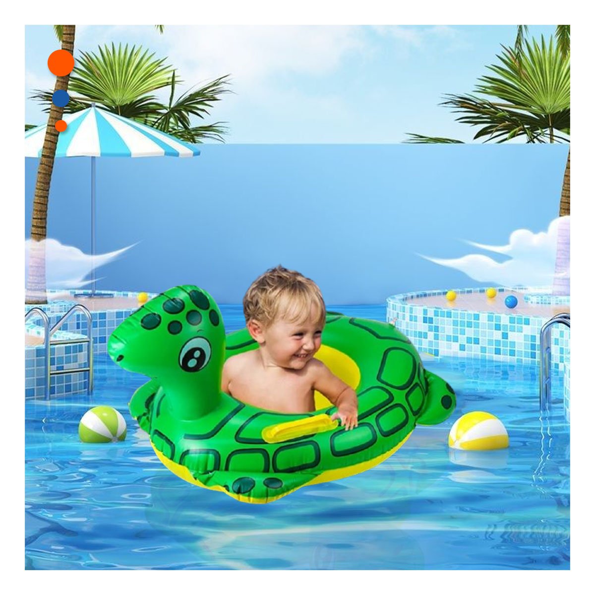 ELEMENTO FLOTANTE TORTUGA CON ASAS PARA JUEGOS EN AGUA EN HOGAR COLOR VERDE Y+PAPEL REGALO - 3