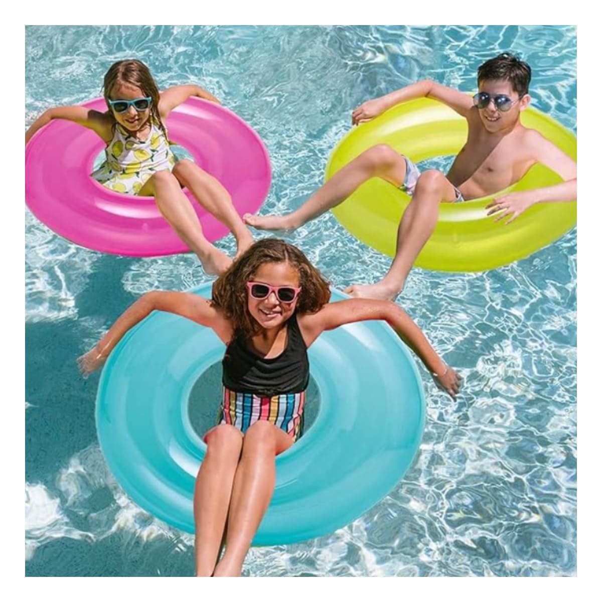 PACK6 DESCANSO TRANSPARENTE COLOR CELESTE USO PISCINA Y+PAPEL REGALO - 2