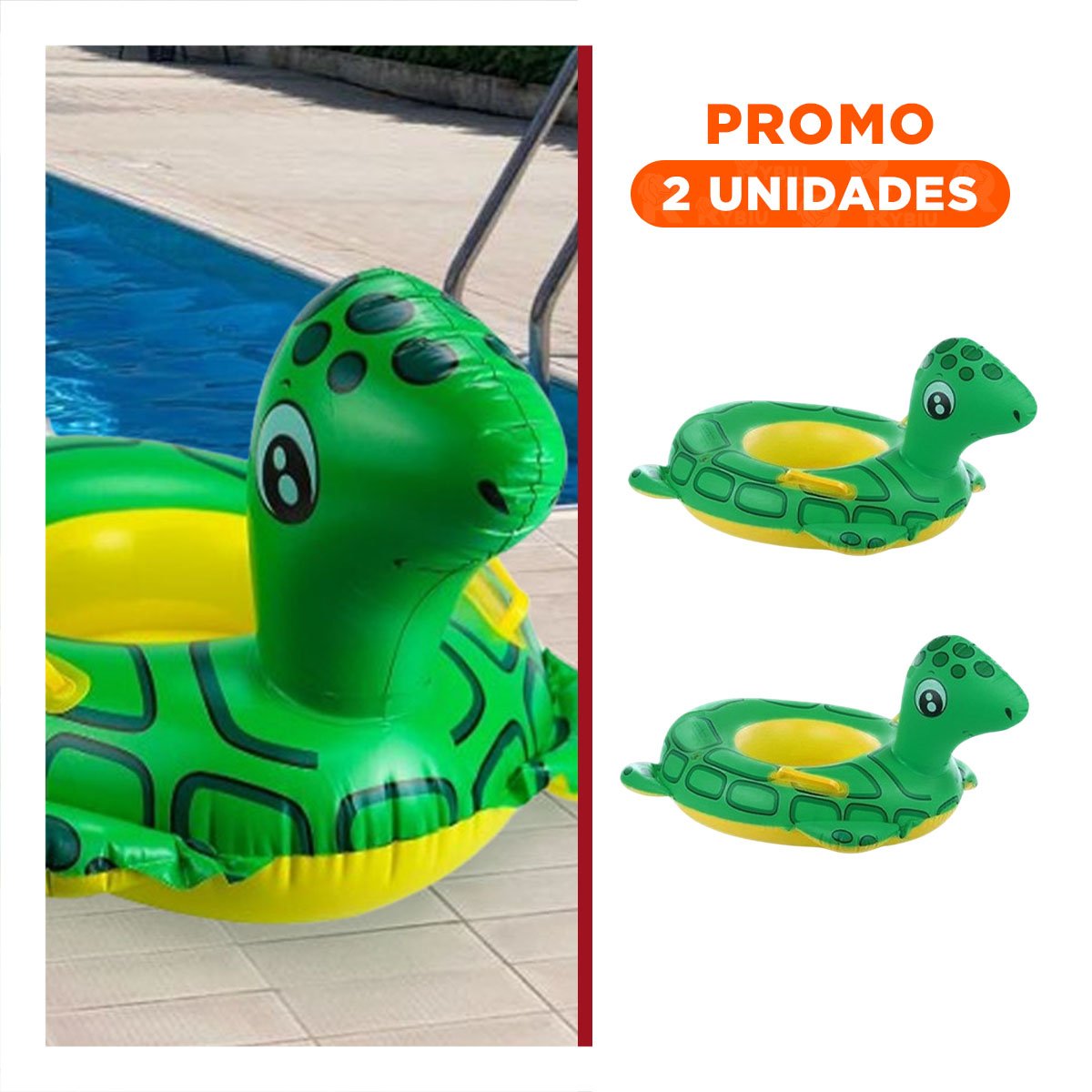 PACK2 SOPORTE FLOTANTE TORTUGA CON ASAS PARA ESTABILIDAD EN AGUA COLOR VERDE - 1