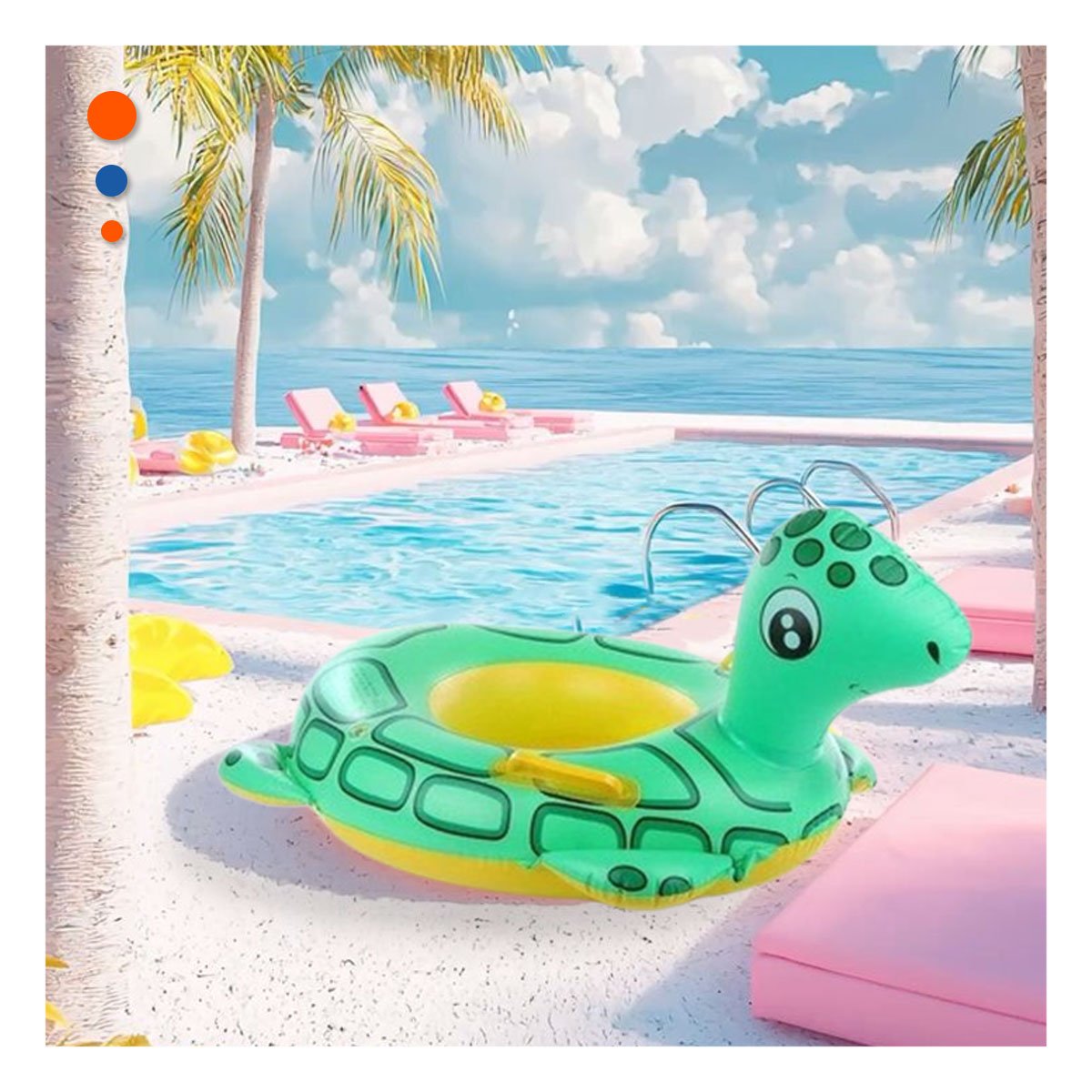 PACK2 SOPORTE FLOTANTE TORTUGA CON ASAS PARA ESTABILIDAD EN AGUA COLOR VERDE - 2