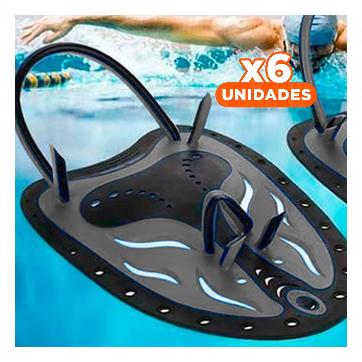 PACK6 EQUIPO LIGERO PARA NATACION RECREATIVA EN PISCINA FAMILIAR EN NEGRO Y+REGALO STICKER - 1