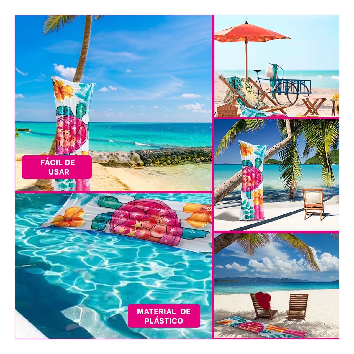 PRODUCTO INFLABLE BLANCO TORTUGA PARA HOGAR Y CASA DECORACION VERANO ACUATICO Y+POST IT - 5