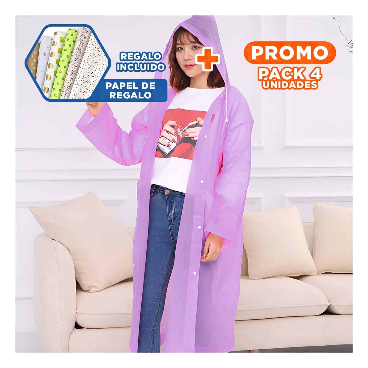PACK4 IMPERMEABLE FUNCIONAL PARA CLIMAS LLUVIOSOS Y+PAPEL REGALO - 1