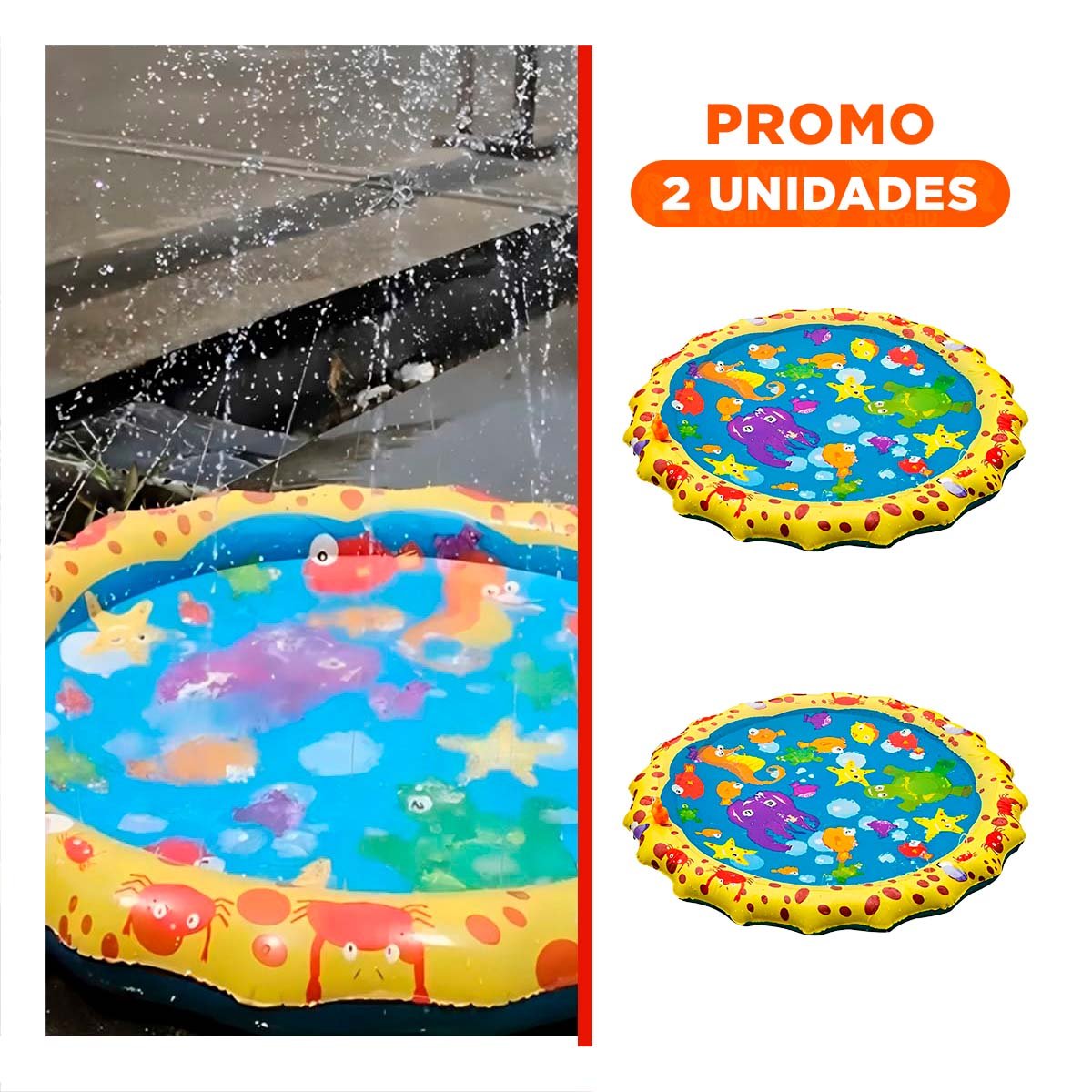 PACK2 ESTILO INFLABLE COLCHONETA TIPO PILETA EN COLORES MARINO AMARILLO Y CELESTE - 1