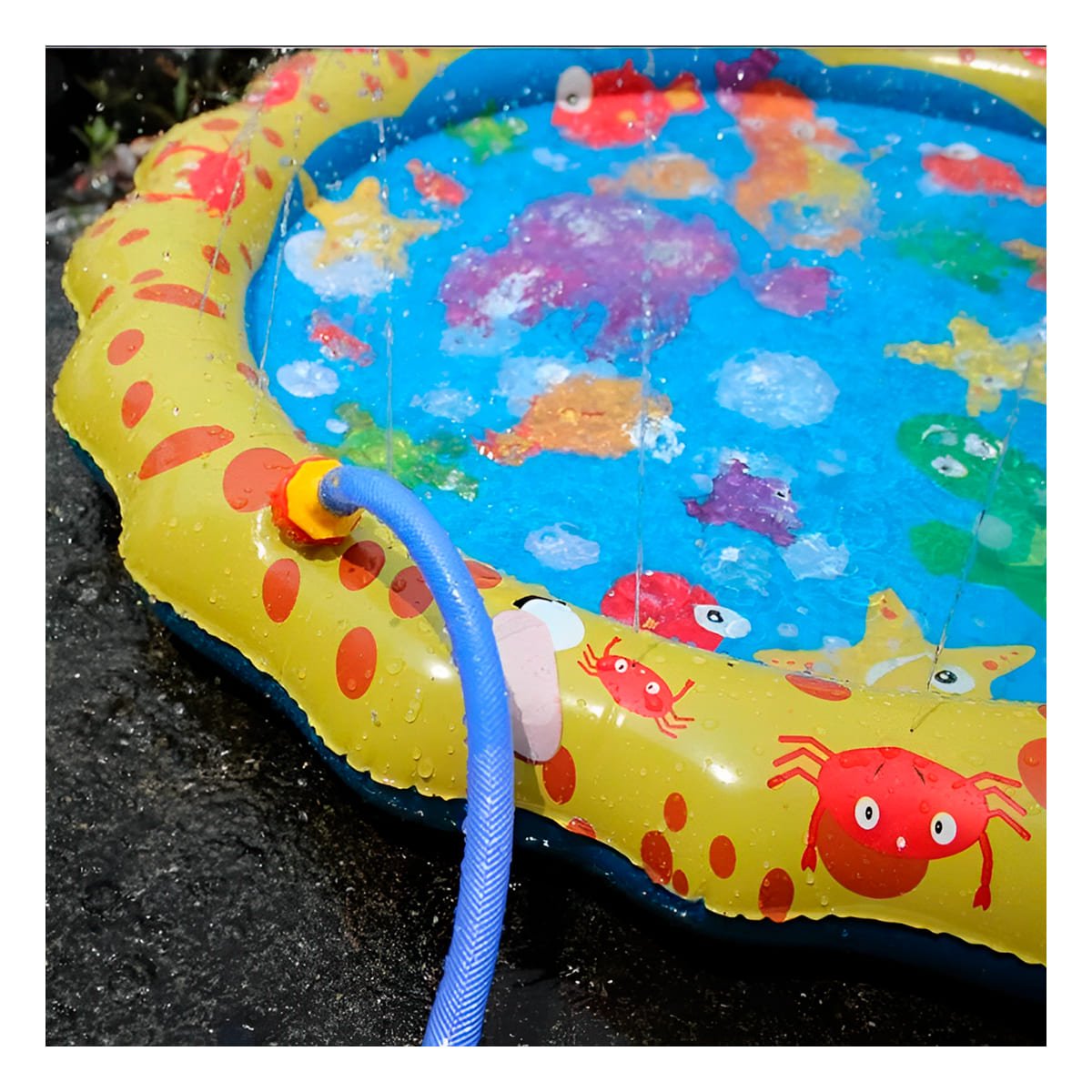 PACK2 ESTILO INFLABLE COLCHONETA TIPO PILETA EN COLORES MARINO AMARILLO Y CELESTE - 5