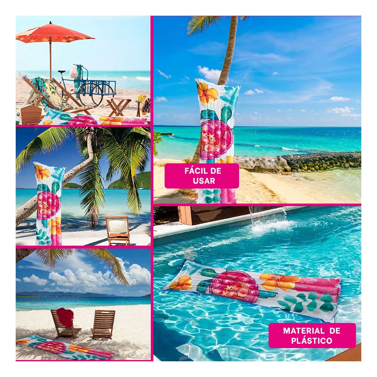 PACK2 PROTOTIPO INFLABLE BLANCO TORTUGA PARA HOGAR DECORACION VERANO ACUATICO Y+PAPEL REGALO - 3
