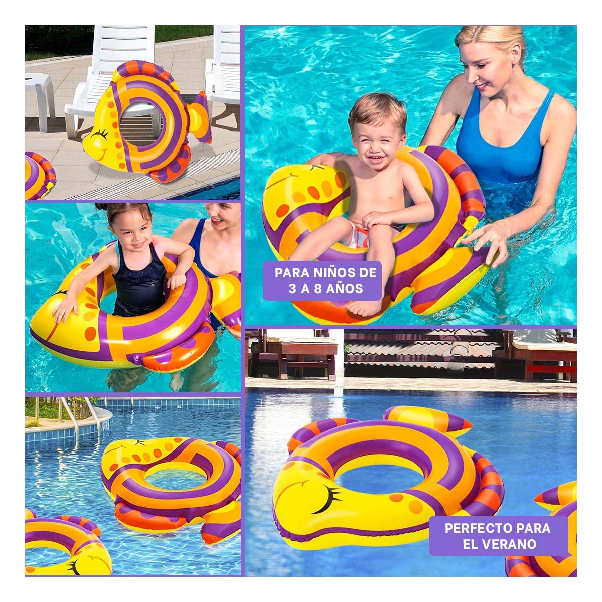 PACK4 RUEDA MORADO PARA PISCINA Y PLAYA INFANTIL MARCA BESTWAY USO FAMILIAR Y+REGALO STICKER - 2