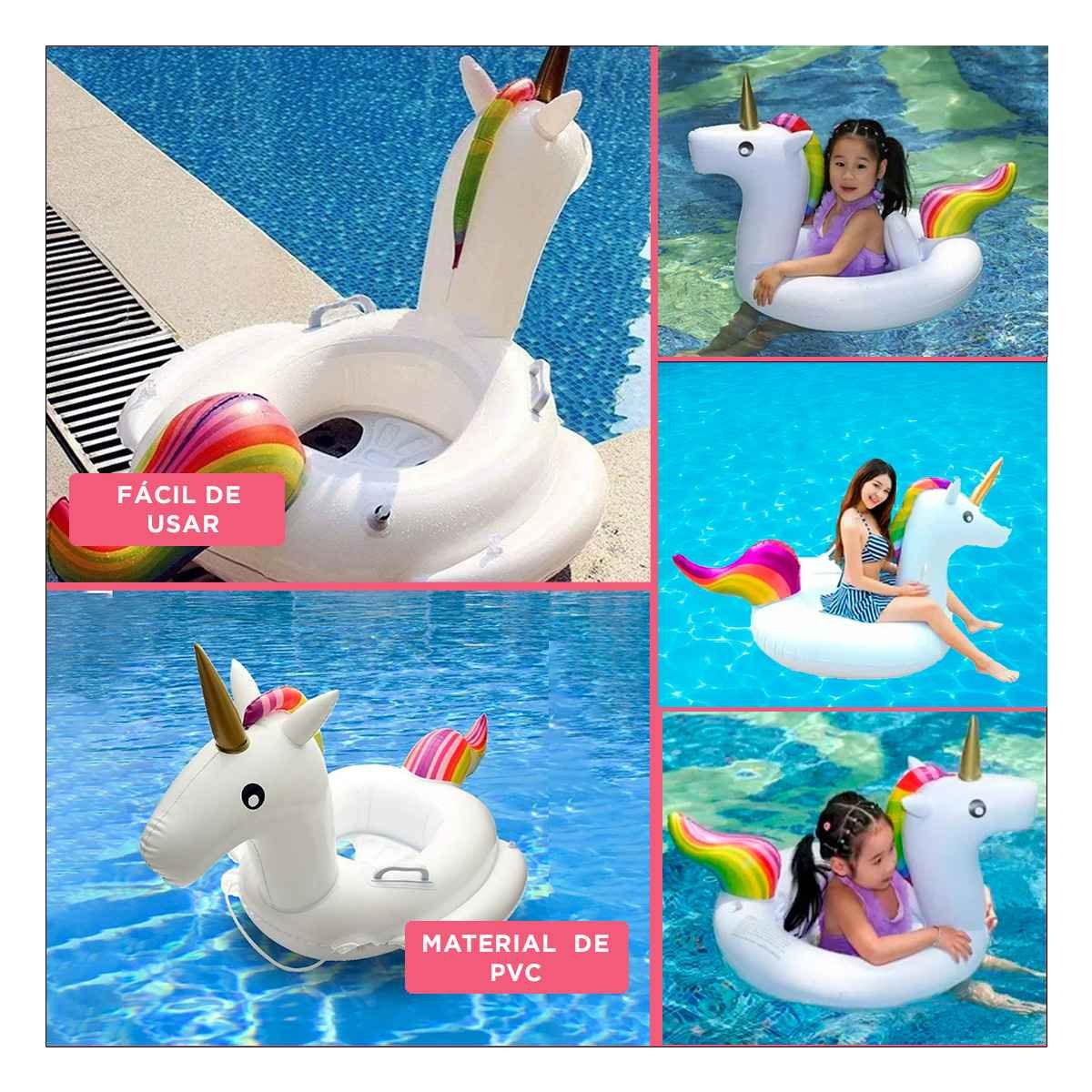 PACK6 UNICORNIO INFLABLE CON ASA PARA PISCINA Y PLAYA ESTILO COLORIDO Y+PAPEL REGALO - 3