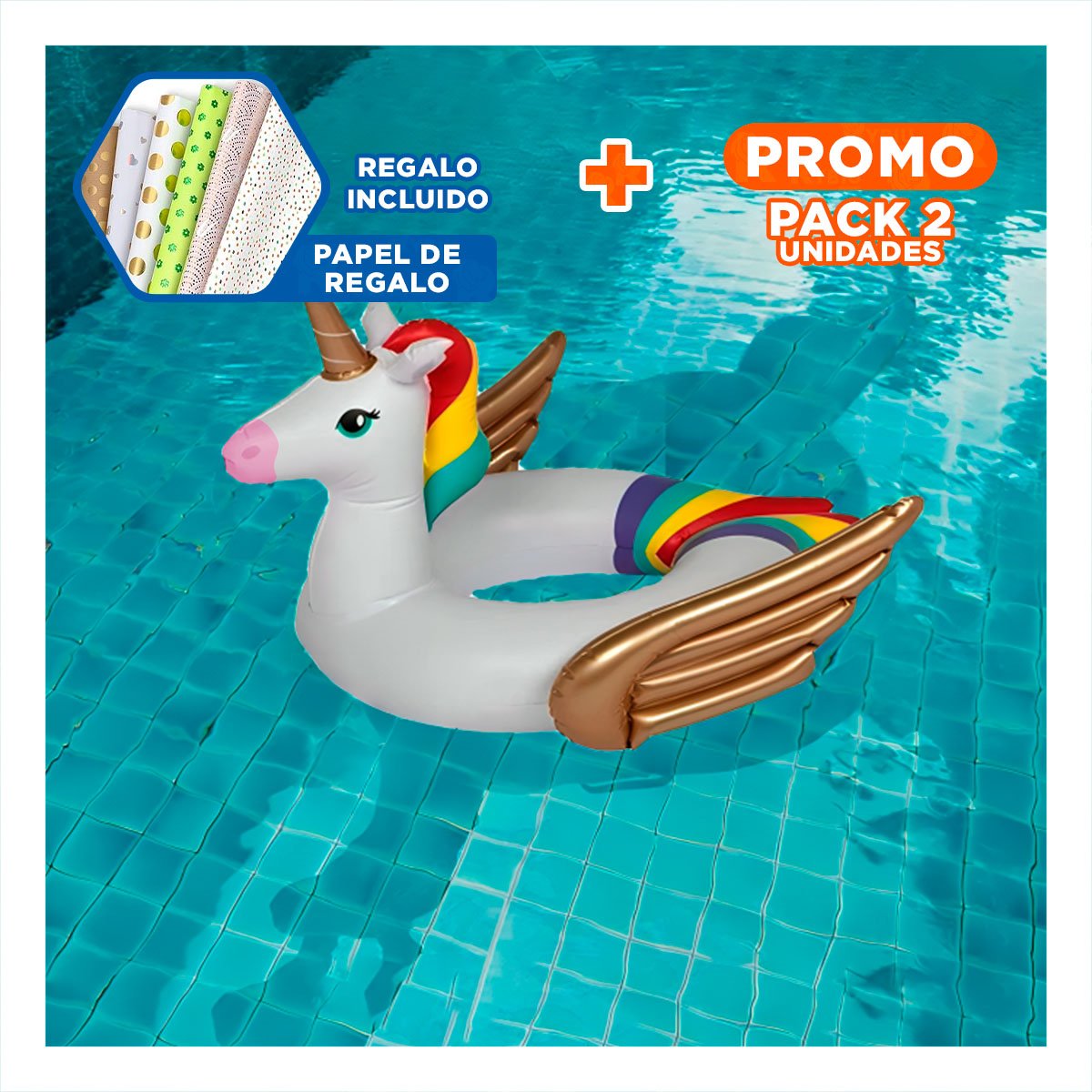 PACK2 MUNECO BLANCO CON ALAS DORADAS DECORACION FESTIVA PARA HOGAR Y+PAPEL REGALO - 1