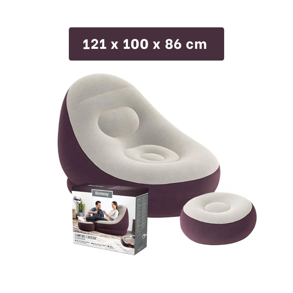 PACK2 SOFA INFLABLE CON PUFF INTEGRADO PARA MAYOR COMODIDAD Y+PAPEL REGALO - 4