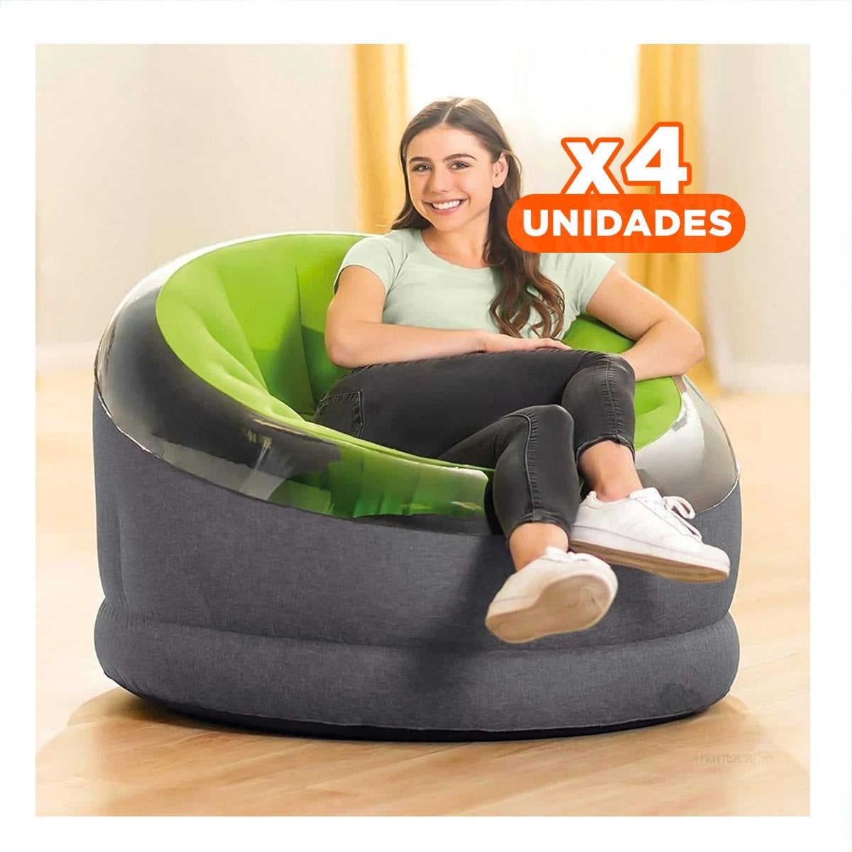PACK4 ASIENTO INFLABLE PARA HOGAR VERDE COMODO - 1