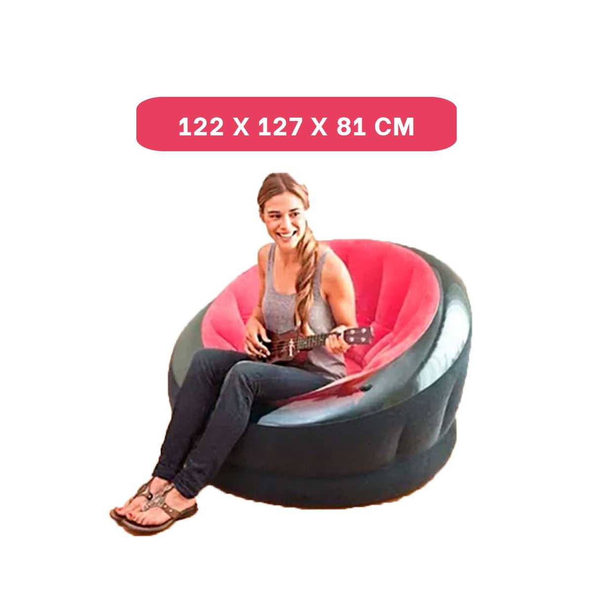 PACK2 BUTACA INFLABLE ROSADO PARA ESPACIOS SOCIALES DEL HOGAR Y+REGALO STICKER - 4