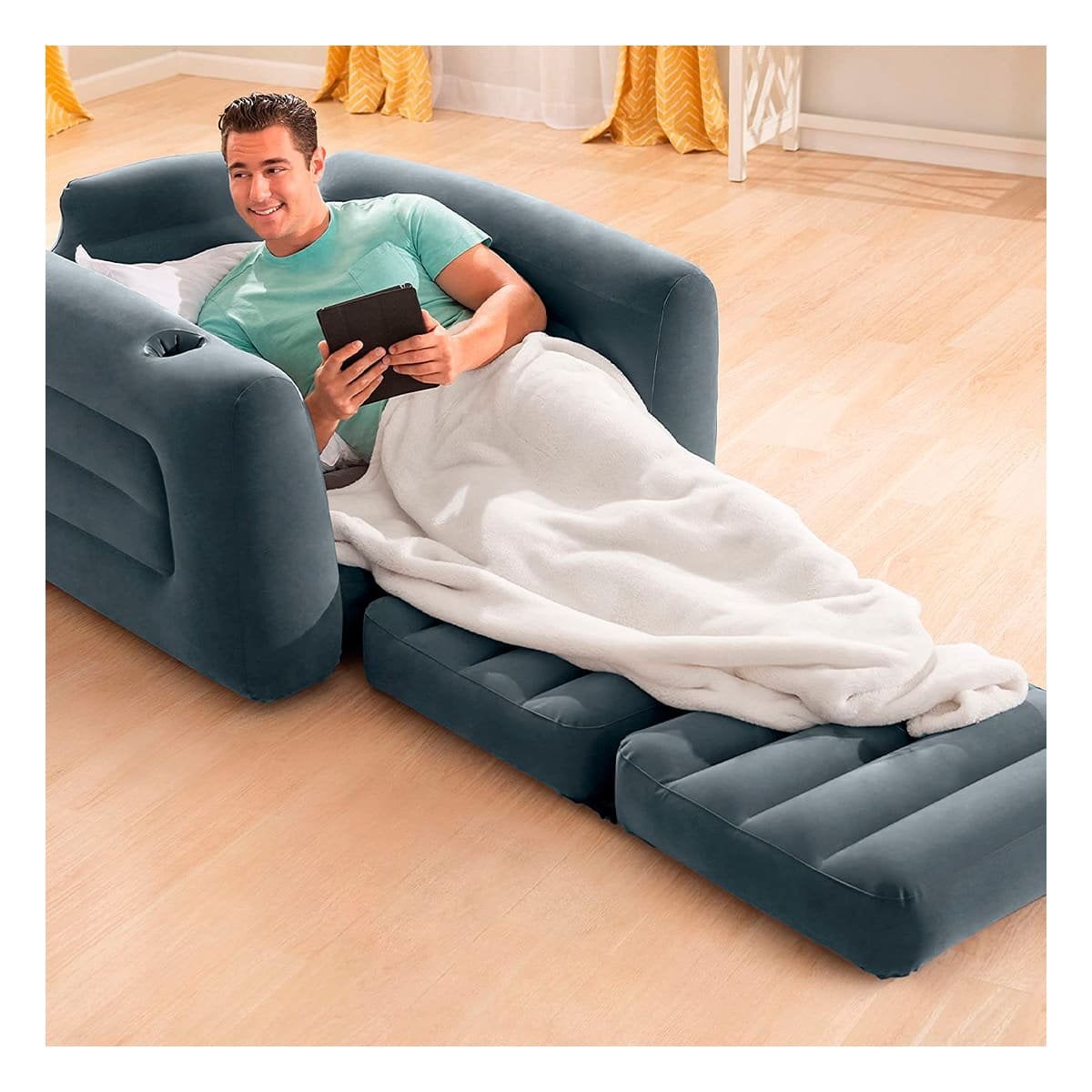 PACK2 SILLON INFLABLE CONVERTIBLE EN CAMA PARA ESPACIOS INTERIORES - 2