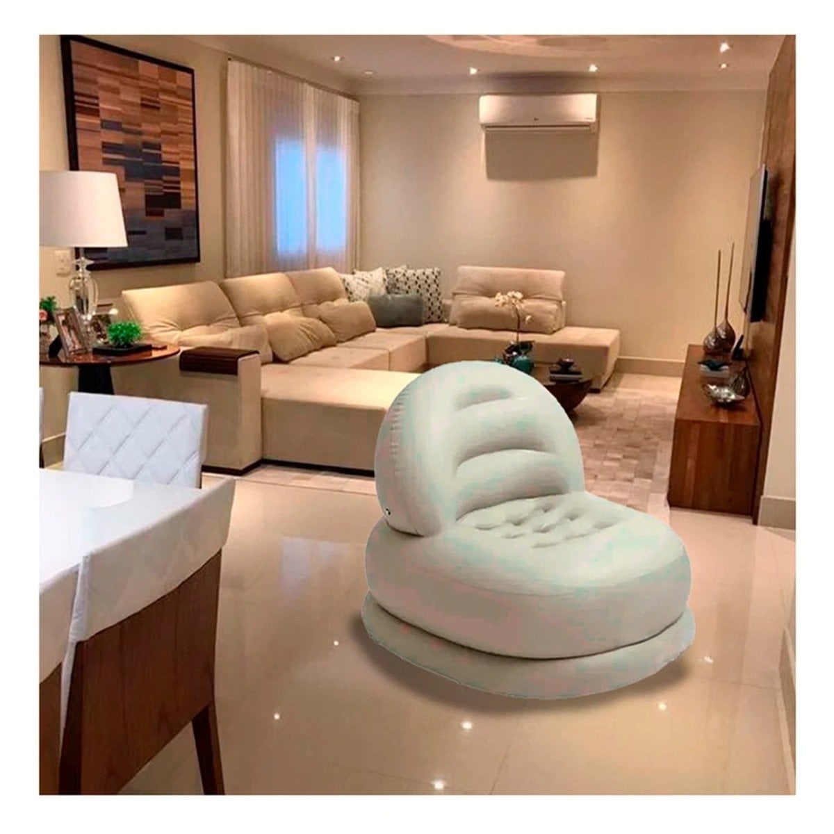 PACK2 SILLON INFLABLE BLANCO PARA CASA COMODO Y FUNCIONAL - 2