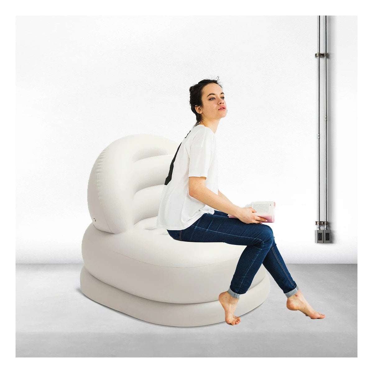 PACK2 SILLON INFLABLE BLANCO PARA CASA COMODO Y FUNCIONAL - 3