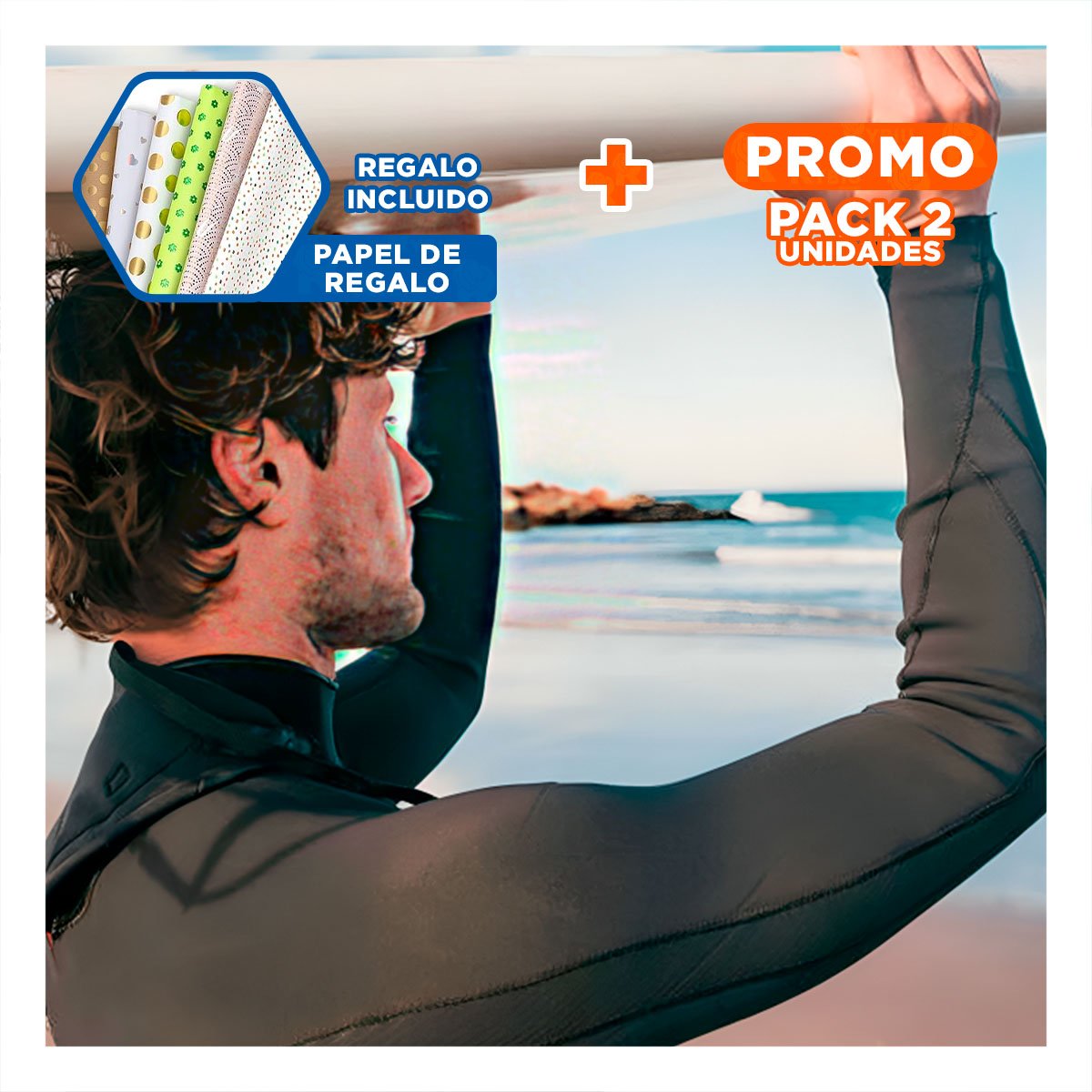 PACK2 DISENO DE NEOPRENO HOMBRE PECHO Y BRAZO NEGRO TALLA L GRAVITAL 61130H Y+PAPEL REGALO - 1