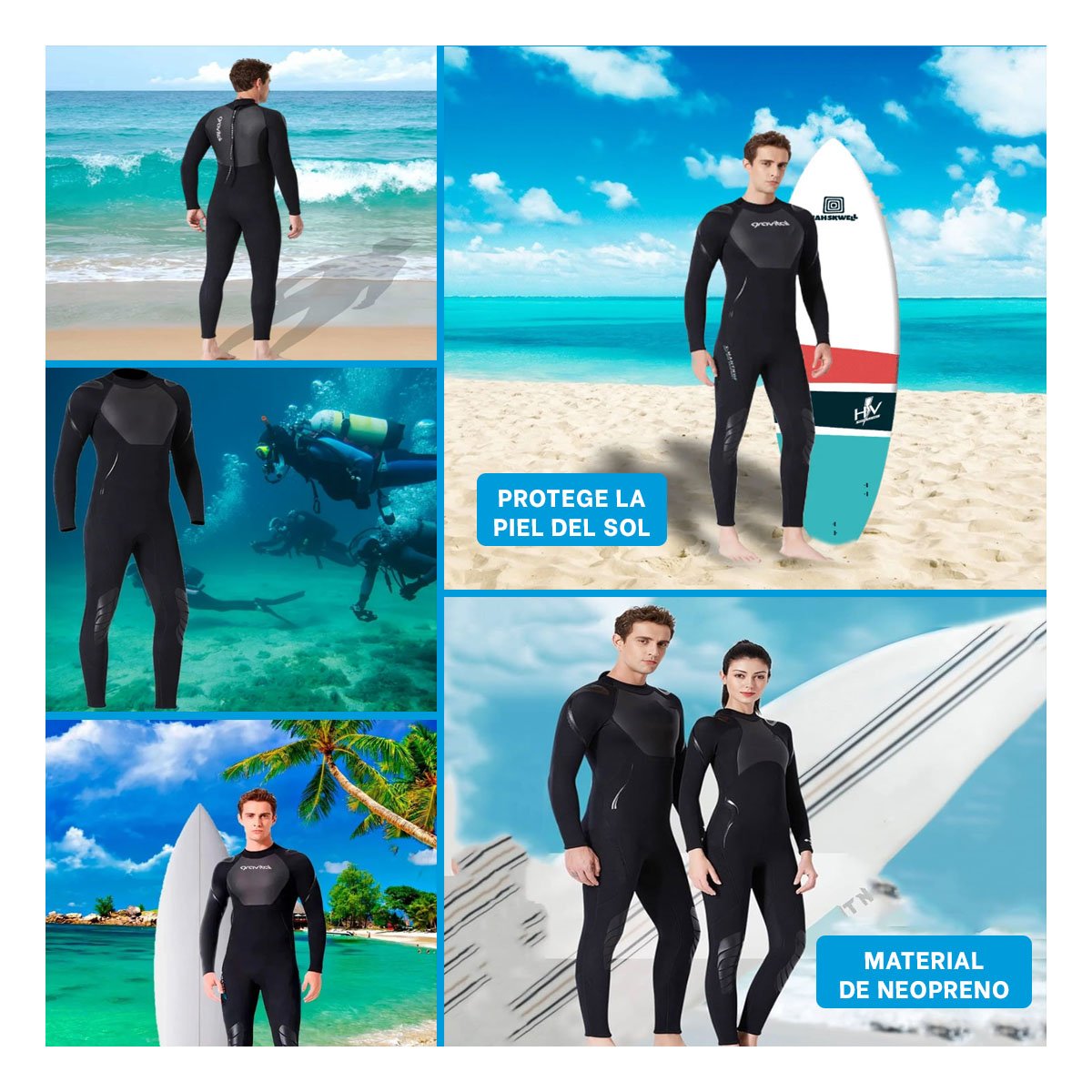 PACK2 DISENO DE NEOPRENO HOMBRE PECHO Y BRAZO NEGRO TALLA L GRAVITAL 61130H Y+PAPEL REGALO - 3