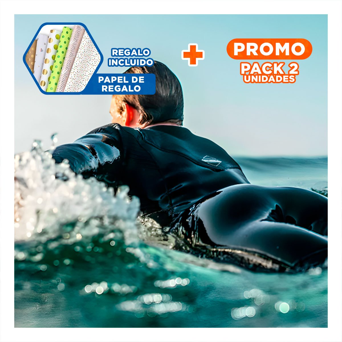 PACK2 LINEA DE NEOPRENO HOMBRE PECHO Y BRAZO 33MM GRAVITAL NEGRO TALLA M Y+PAPEL REGALO - 1
