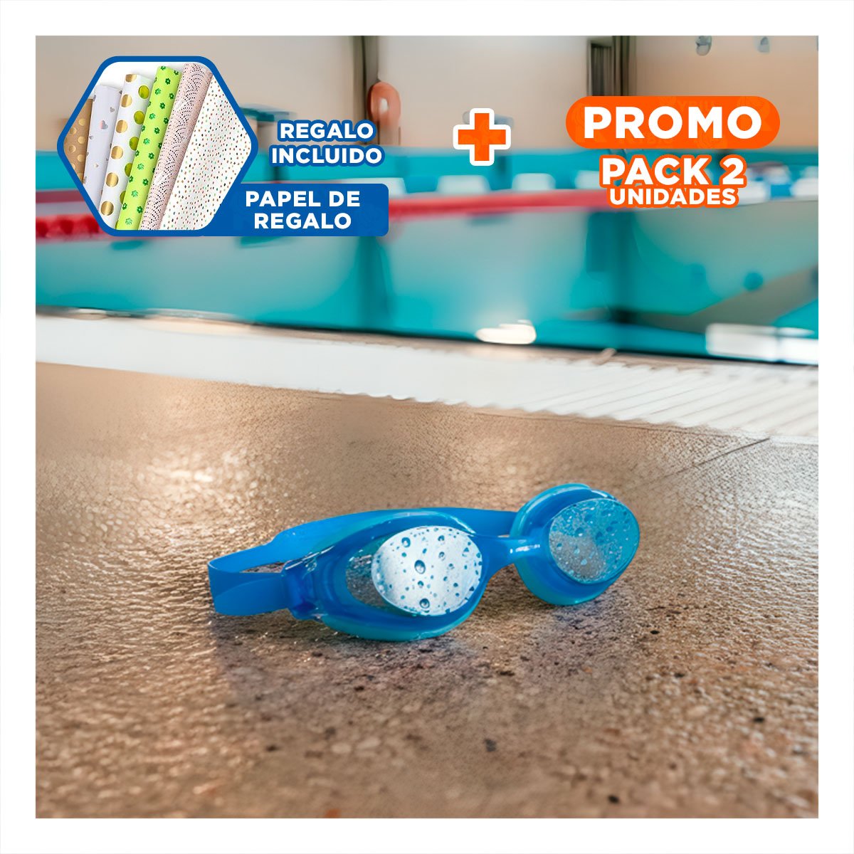 PACK2 LENTES DE NATACION CON COBERTURA COMPLETA PARA OJOS Y+PAPEL REGALO - 1