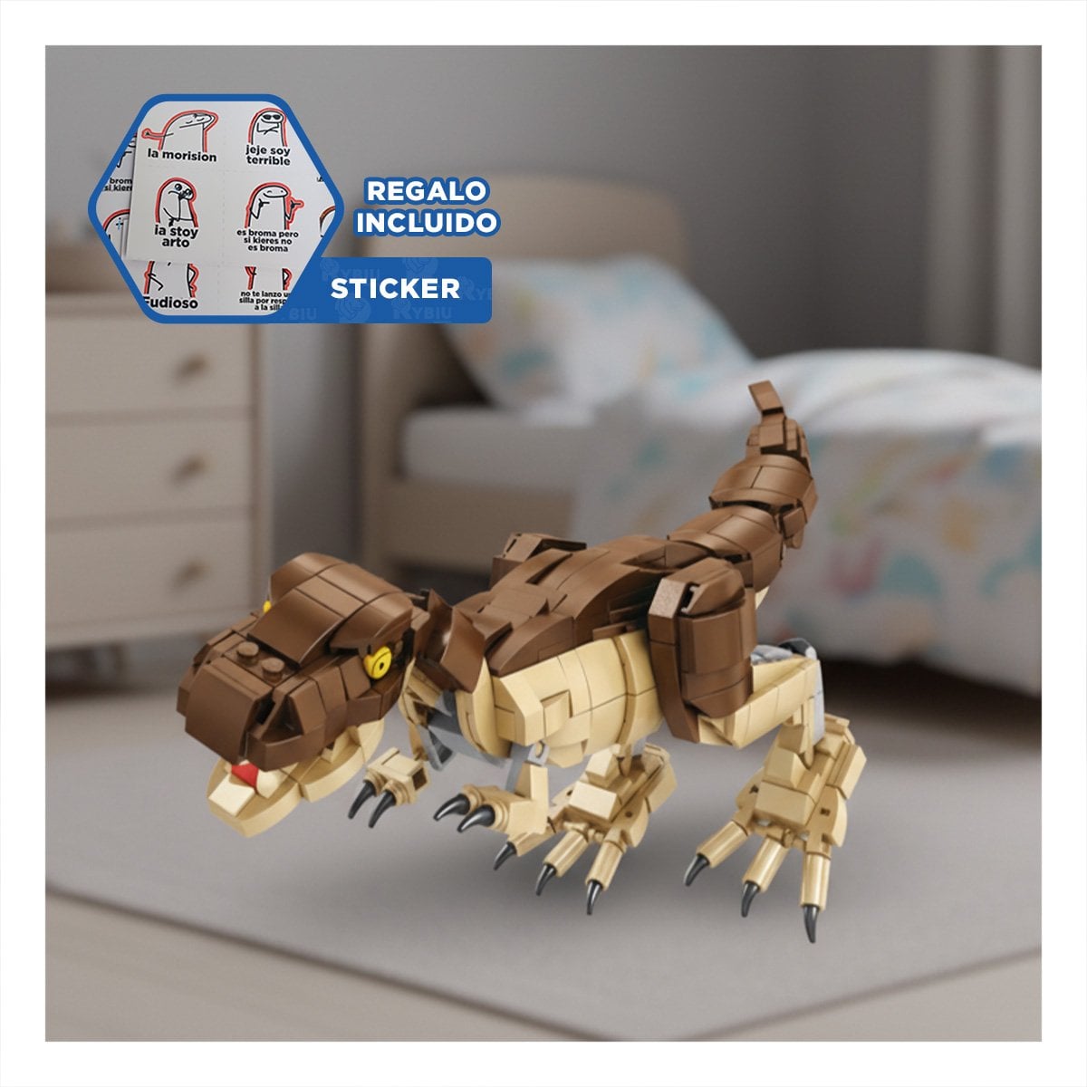 KIT DE CONSTRUCCION DINOSAURIO CON BLOQUES PARA DESARROLLO CREATIVO MANUAL Y+REGALO STICKER - 1