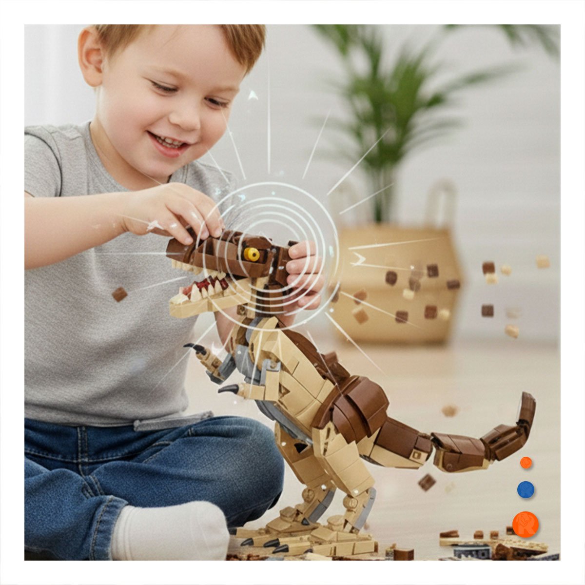 KIT DE CONSTRUCCION DINOSAURIO CON BLOQUES PARA DESARROLLO CREATIVO MANUAL Y+REGALO STICKER - 2