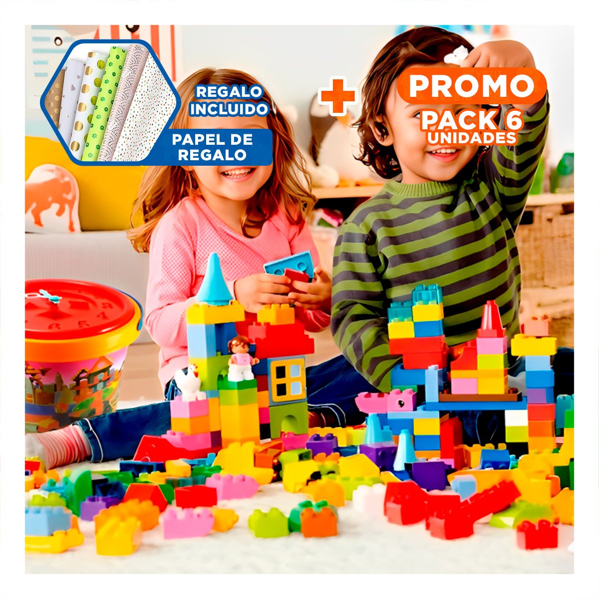 PACK6 COLECCION CREATIVA MULTICOLOR PARA JUEGO DIDACTICO CON BALDE RESISTENTE Y+PAPEL REGALO - 1