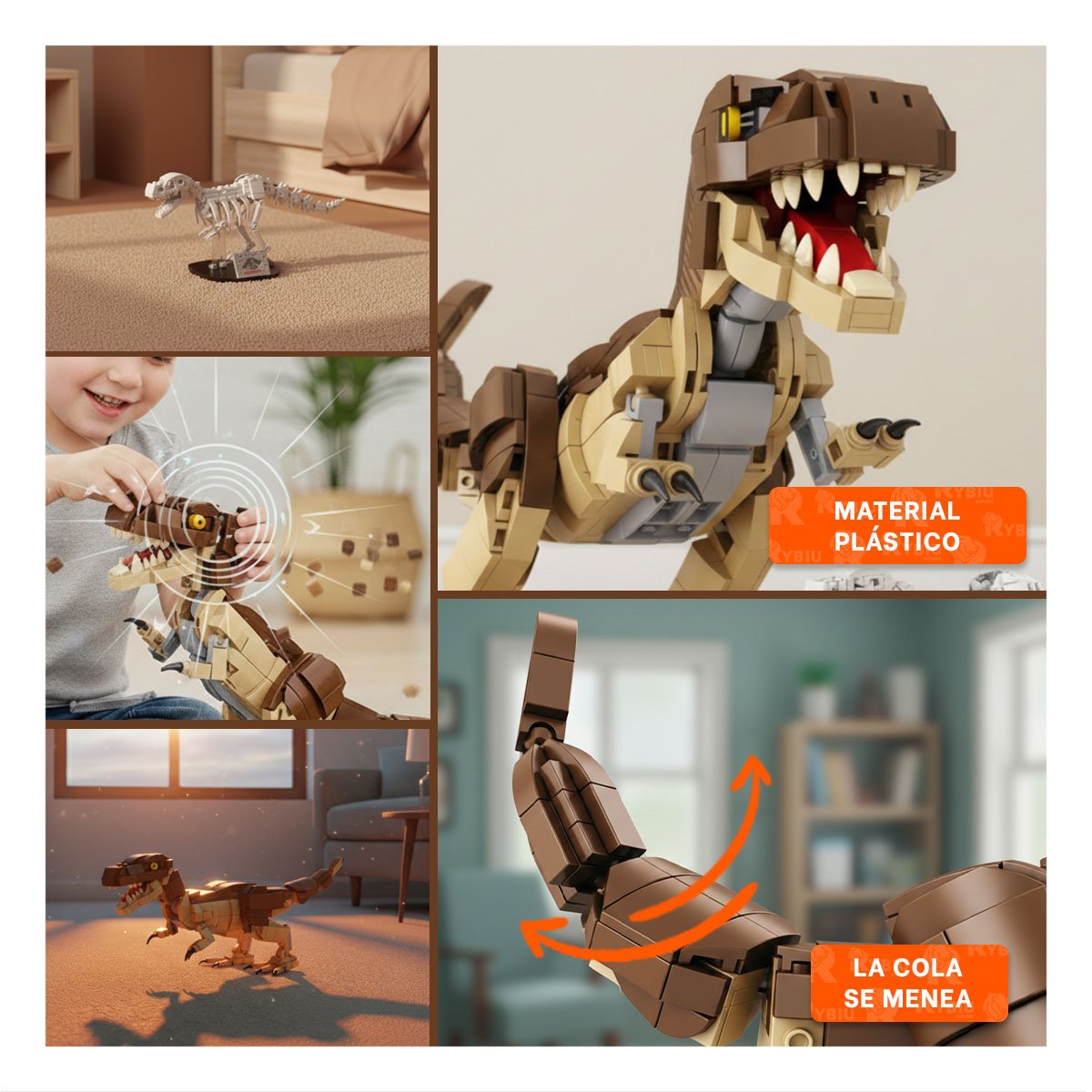 SISTEMA DE CONSTRUCCION DINOSAURIO CON PIEZAS INTERACTIVAS PARA JUEGO EDUCATIVO Y+LIGAS REGALO - 5