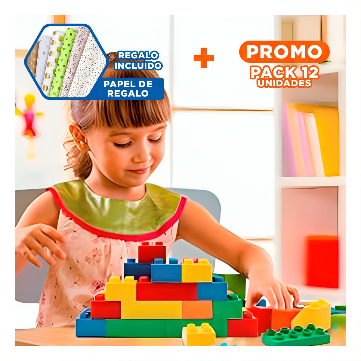 PACK12 MODULO CREATIVO MULTICOLOR PARA JUEGO DIDACTICO HOGAR CON BALDE FUNCIONAL Y+PAPEL REGALO - 1