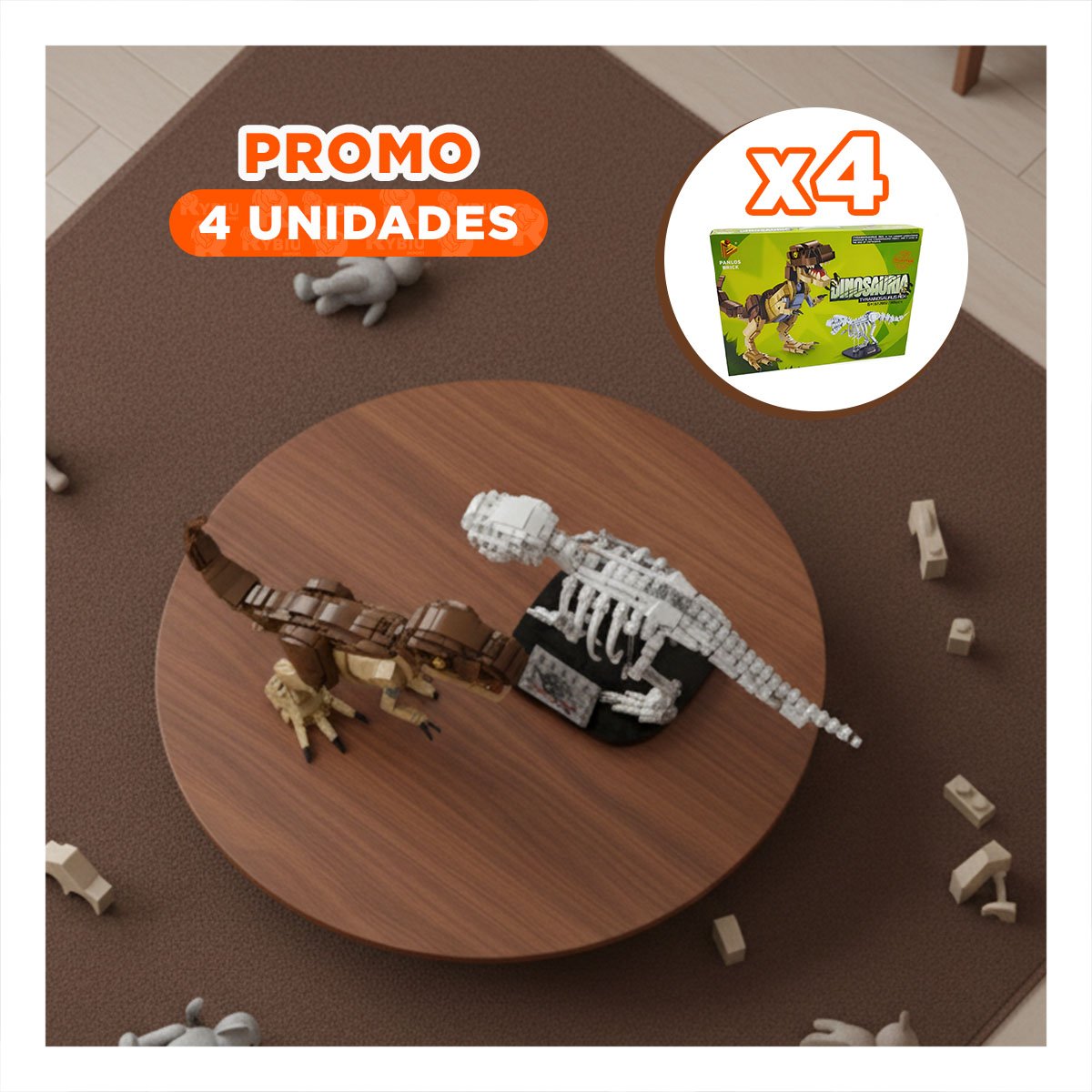 PACK4 EXPERIENCIA EDUCATIVA DINOSAURIO CON BLOQUES DE CONSTRUCCION DIDACTICA - 1