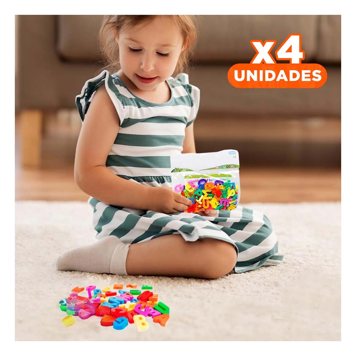 PACK4 SET INFANTIL DE BLOQUES EN LETRAS Y FIGURAS