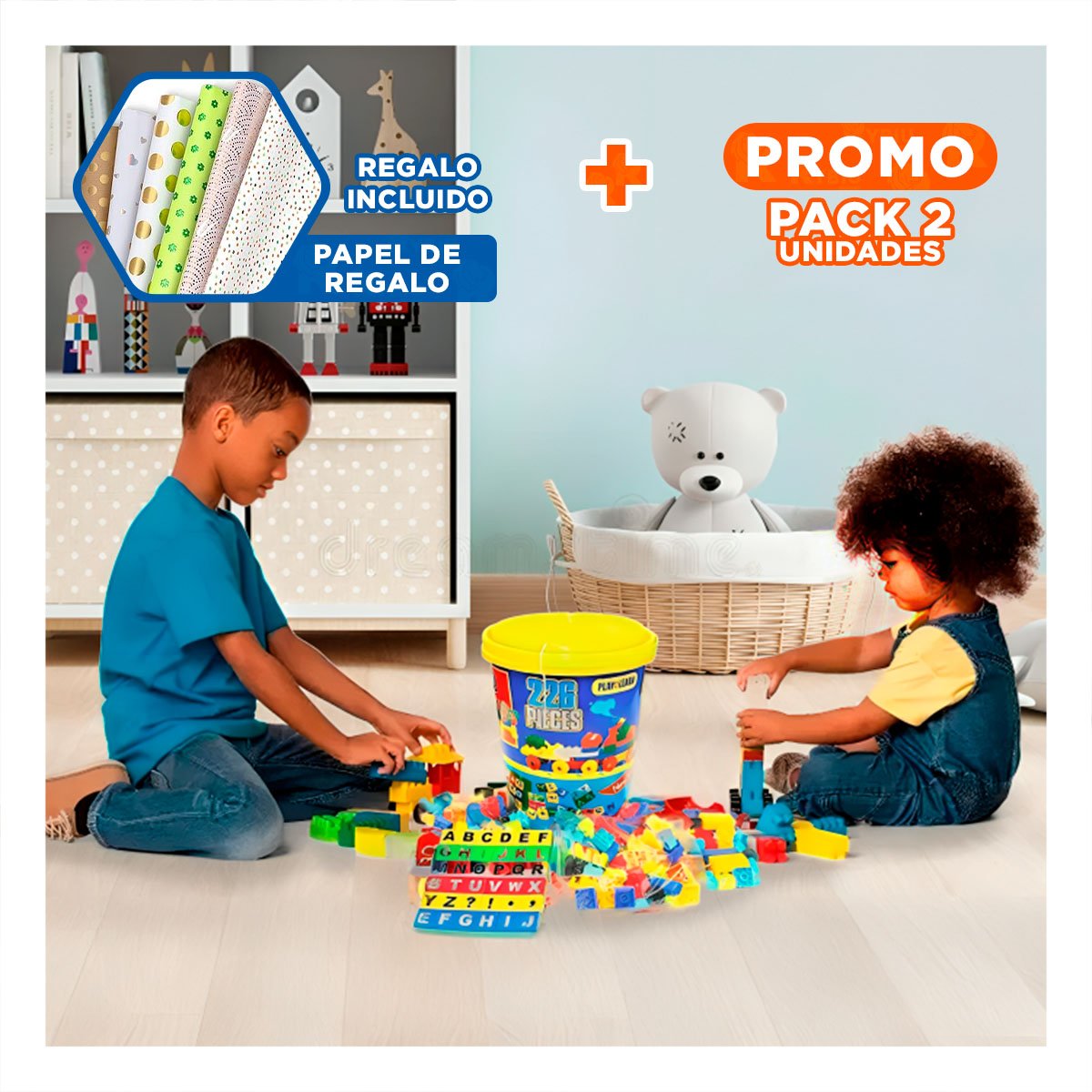 PACK2 SELECCION CREATIVA DE CONSTRUCCION MULTICOLOR EN BALDE PARA USO DOMESTICO Y+PAPEL REGALO - 1