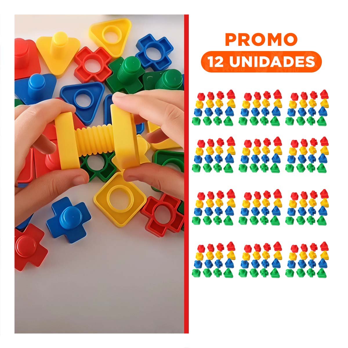 PACK12 COLECCION INFANTIL PARA ENSAMBLAR MULTICOLOR CON TUERCAS Y TORNILLOS Y+REGALO STICKER - 1