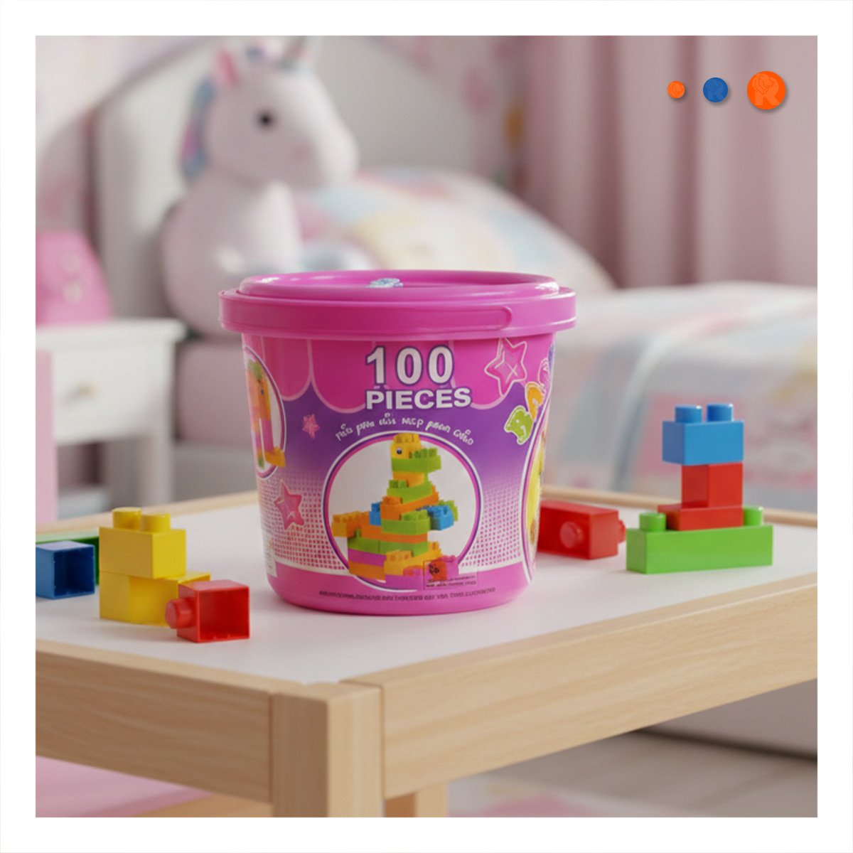 PACK6 PIEZAS DE USO INFANTIL 100 PIEZAS MULTICOLOR ROSADO EN BALDE Y+REGALO STICKER - 5