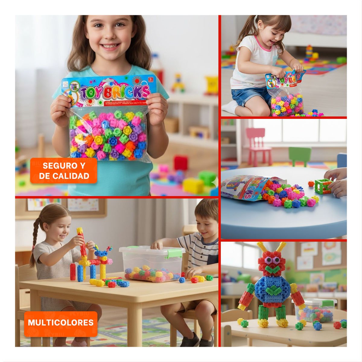 PACK4 JUGUETES DIDACTICOS MULTICOLOR HEXAGONAL PARA DESARROLLO CREATIVO Y+REGALO STICKER - 2