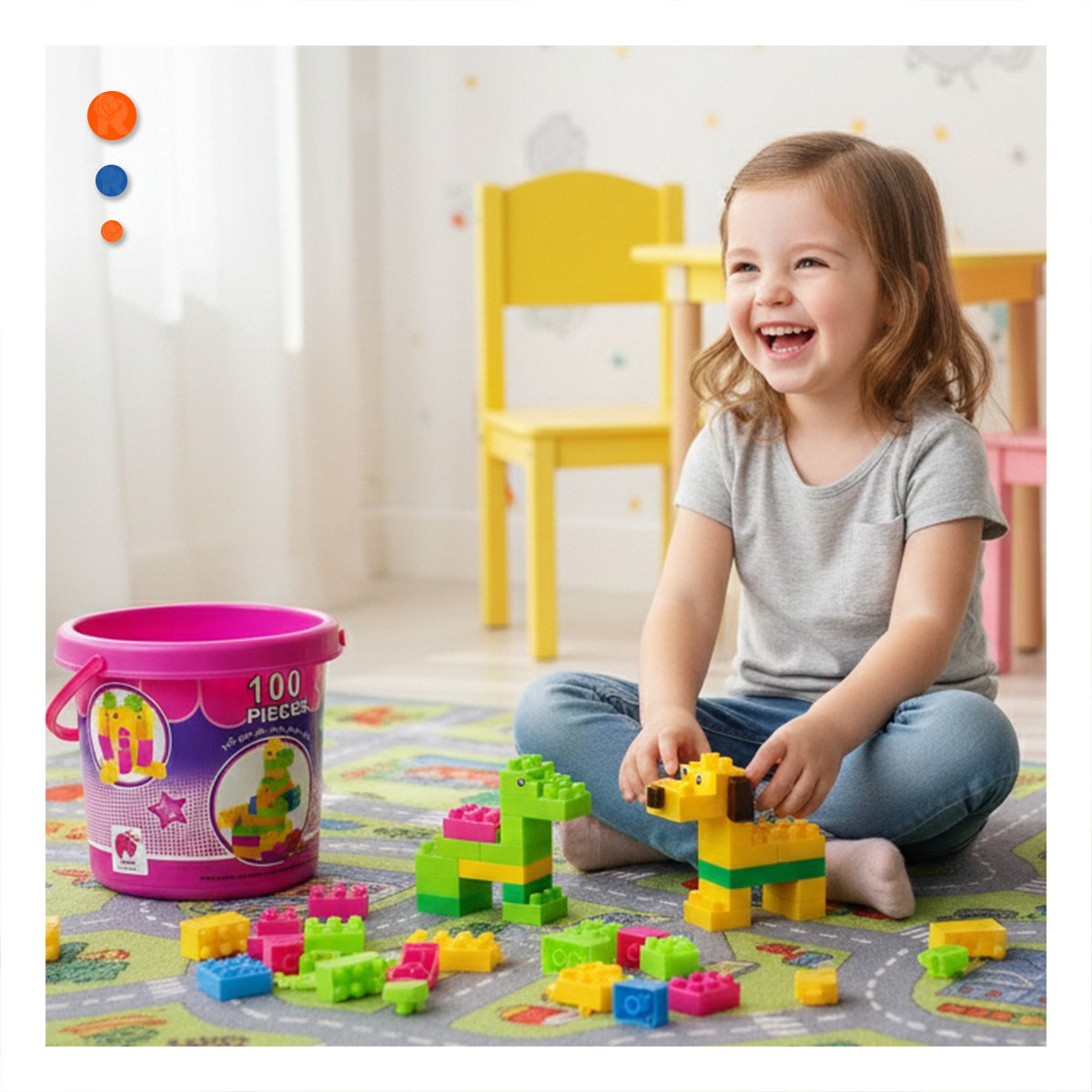PACK12 MATERIAL DIDACTICO INFANTIL 100 PIEZAS MULTICOLOR ROSADO EN BALDE - 5
