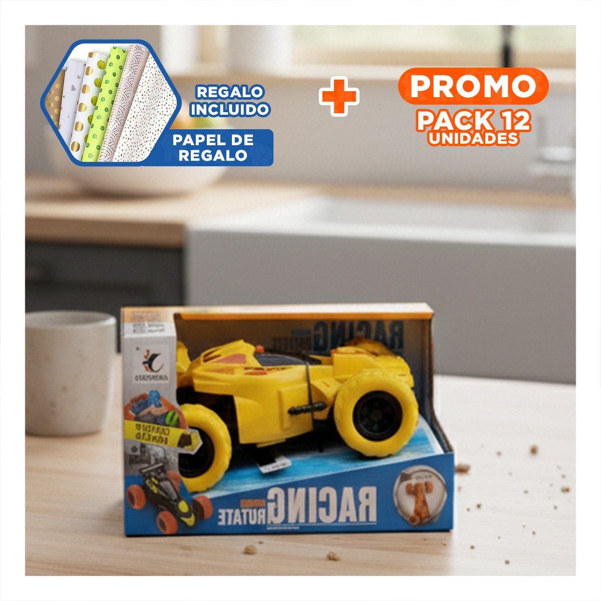 PACK12 INNOVADOR ACROBATICO JUGUETE PARA HOGAR CON CAJA AMARILLO DE JUGUETERIA Y+PAPEL REGALO - 1