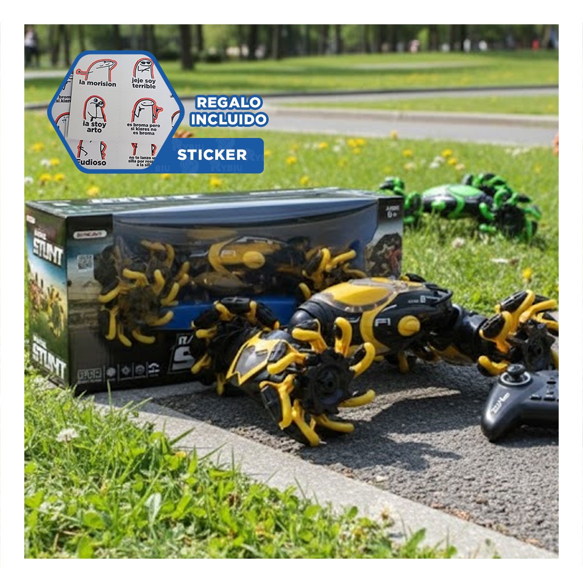 CARRO ACROBATICO CON CONTROL POR RELOJ PARA MANIOBRAS EN COLOR AMARILLO Y+REGALO STICKER - 1