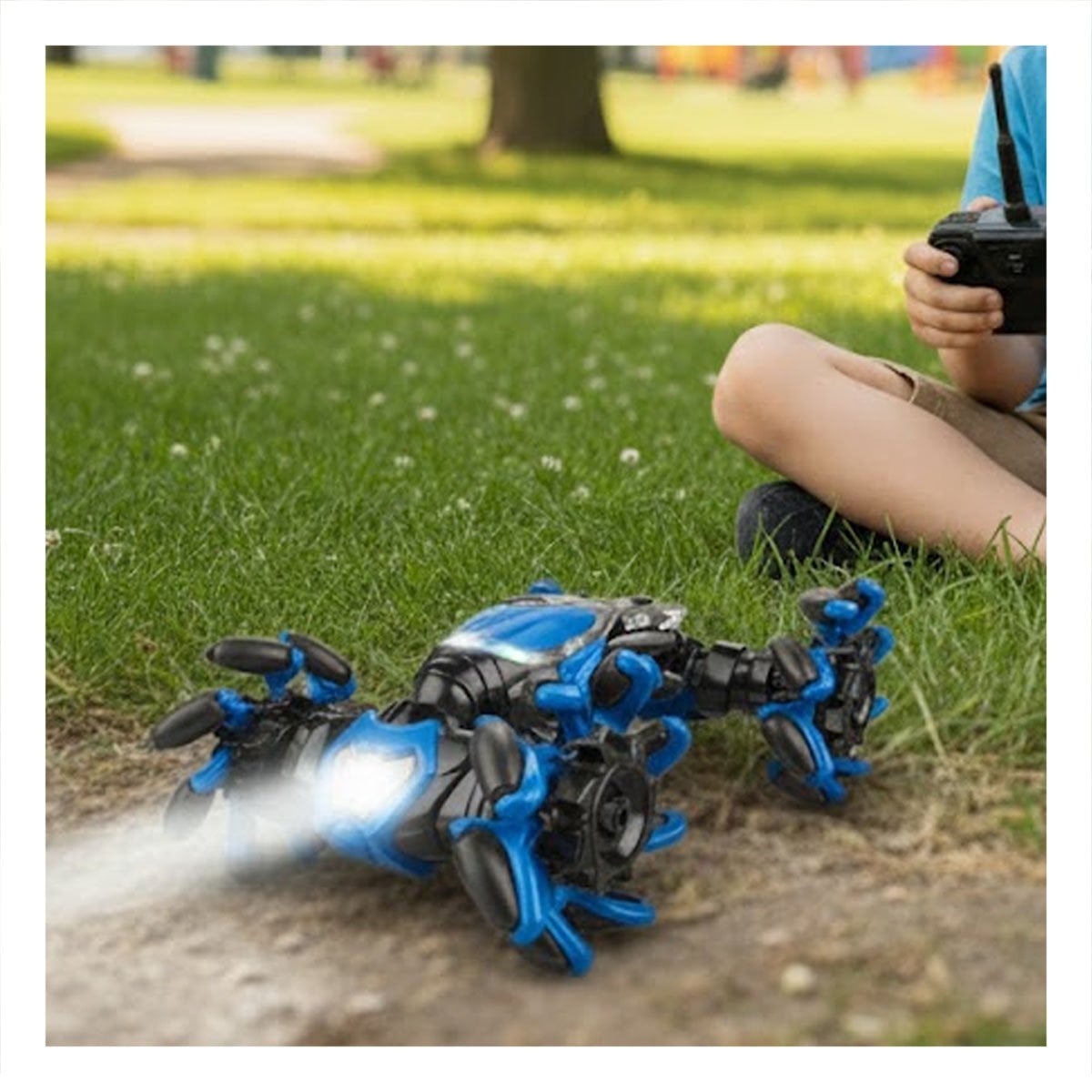 VEHICULO ACROBATICO CON CONTROL REMOTO PARA MOVIMIENTOS DINAMICOS COLOR AZUL Y+PAPEL REGALO - 2