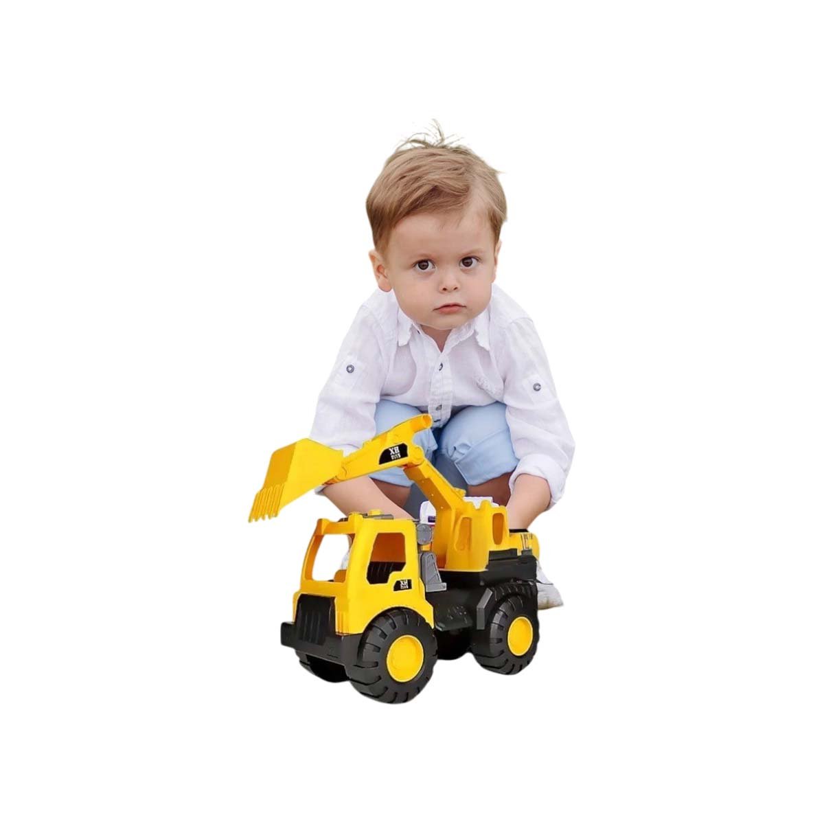VEHICULO EXCAVADOR AMARILLO DE CONSTRUCCION EN BOLSA GRANDE RESISTENTE HOGAR Y+LIGAS REGALO - 3