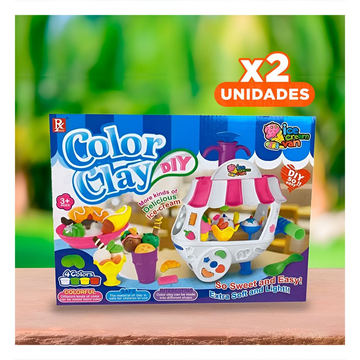 PACK2 CENTRO RECREATIVO DE HELADERIA CON MASA MOLDEABLE PARA DIVERSION Y+REGALO STICKER - 1