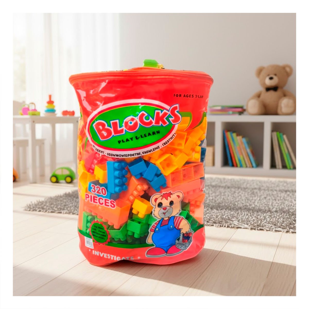 MATERIAL DE CONSTRUCCION MULTICOLOR EN BOLSA PARA JUEGO CREATIVO EN CASA Y+PAPEL REGALO - 3