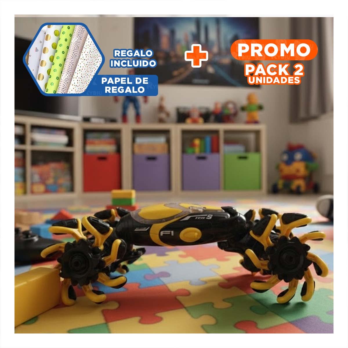 PACK2 MODELO ACROBATICO DE ACCION CON RELOJ PARA MANEJO NATURAL EN AMARILLO Y+PAPEL REGALO - 1