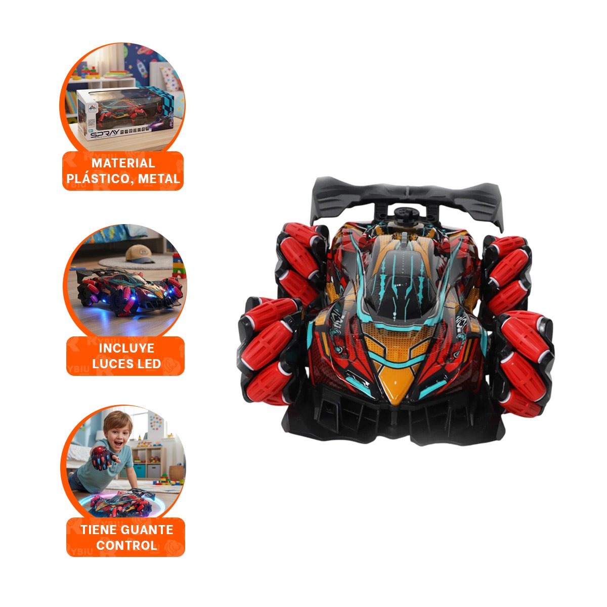 MOVIL ACROBATICO CON GUANTES DE CONTROL PARA DIVERSION DINAMICA EN ROJO - 3