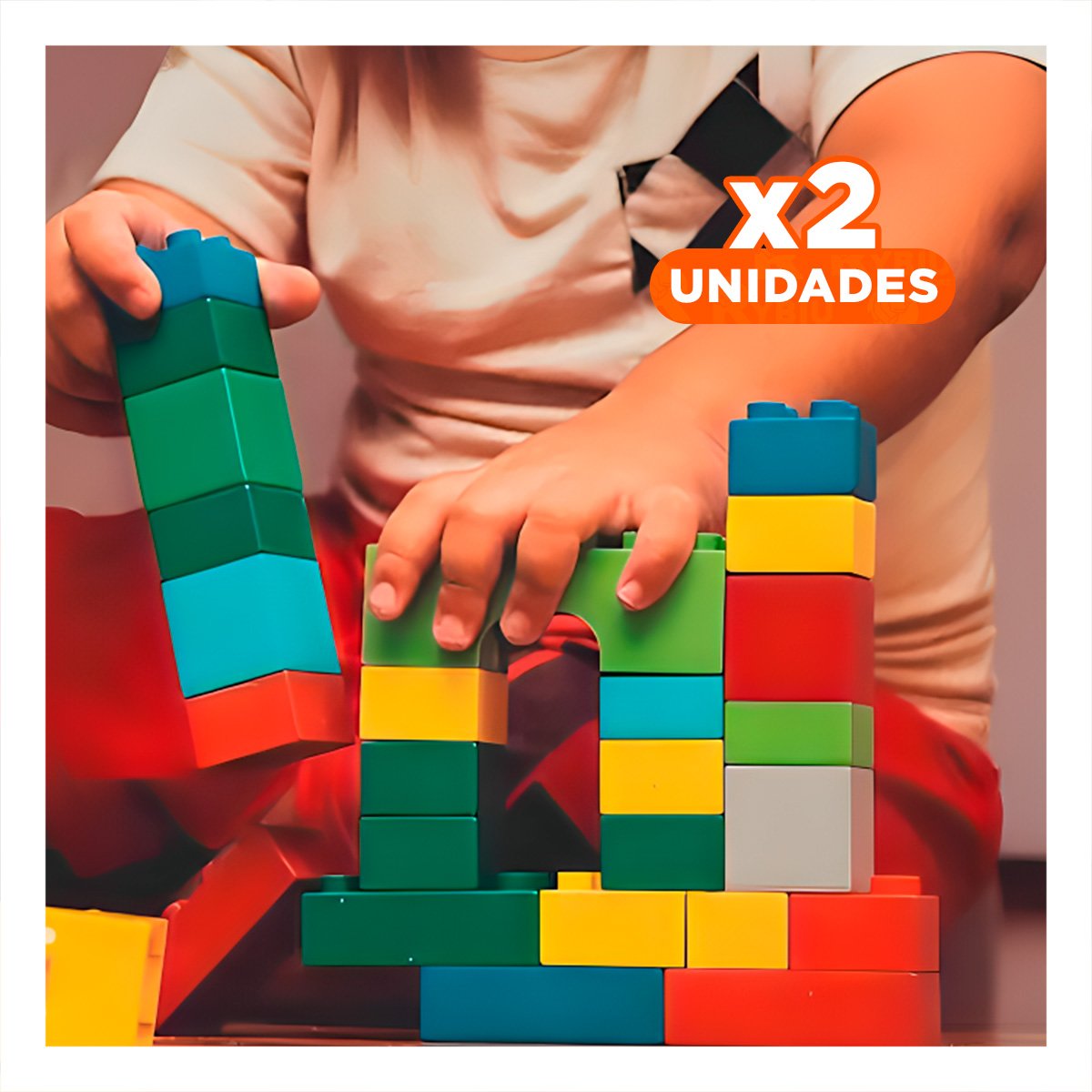 PACK2 LADRILLOS CREATIVOS MULTICOLOR PARA JUEGO DIDACTICO HOGAR CON BALDE Y+REGALO STICKER - 1